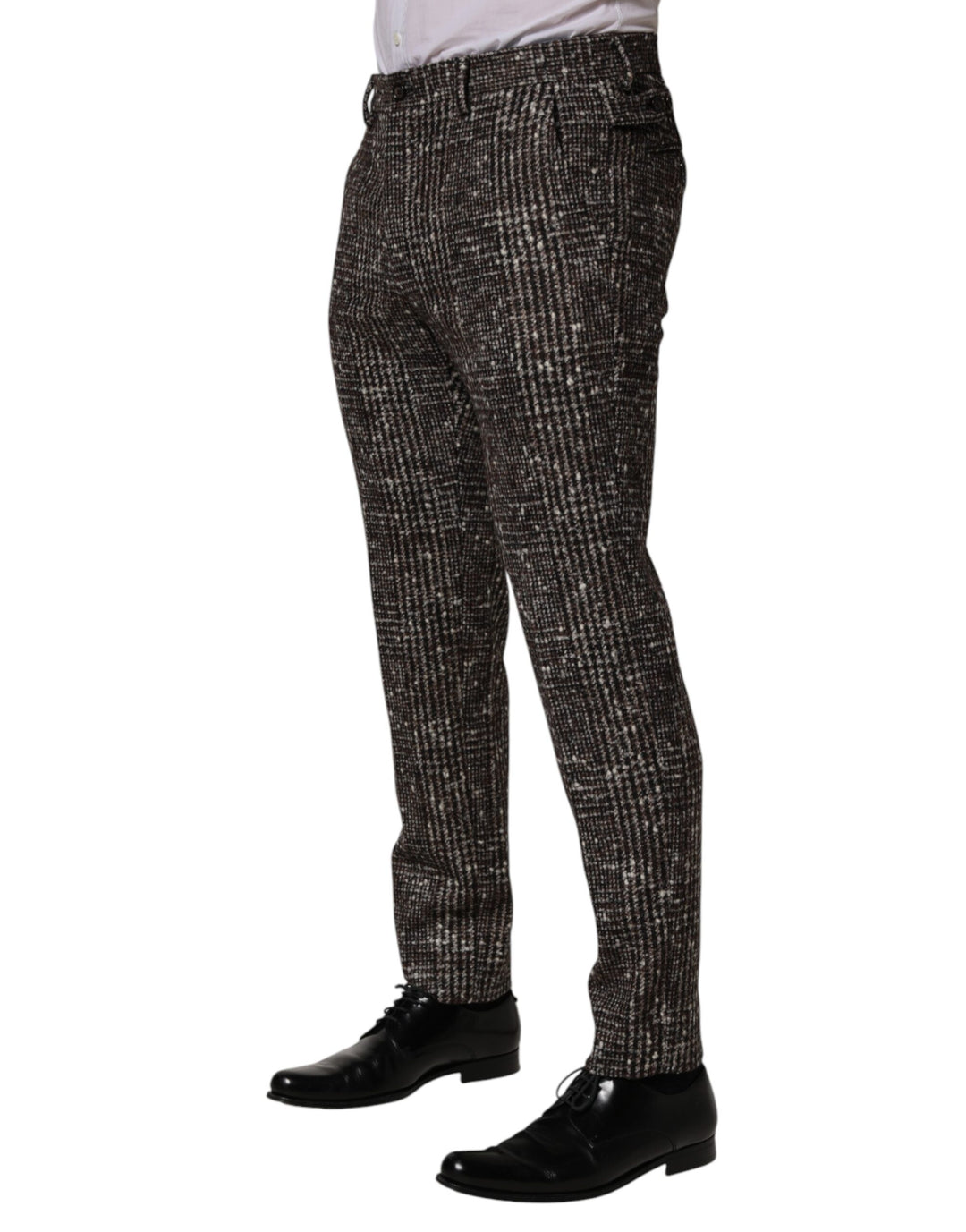 Dolce &amp; Gabbana Brown Wool Plaid Skinny Dress Trouser Pants