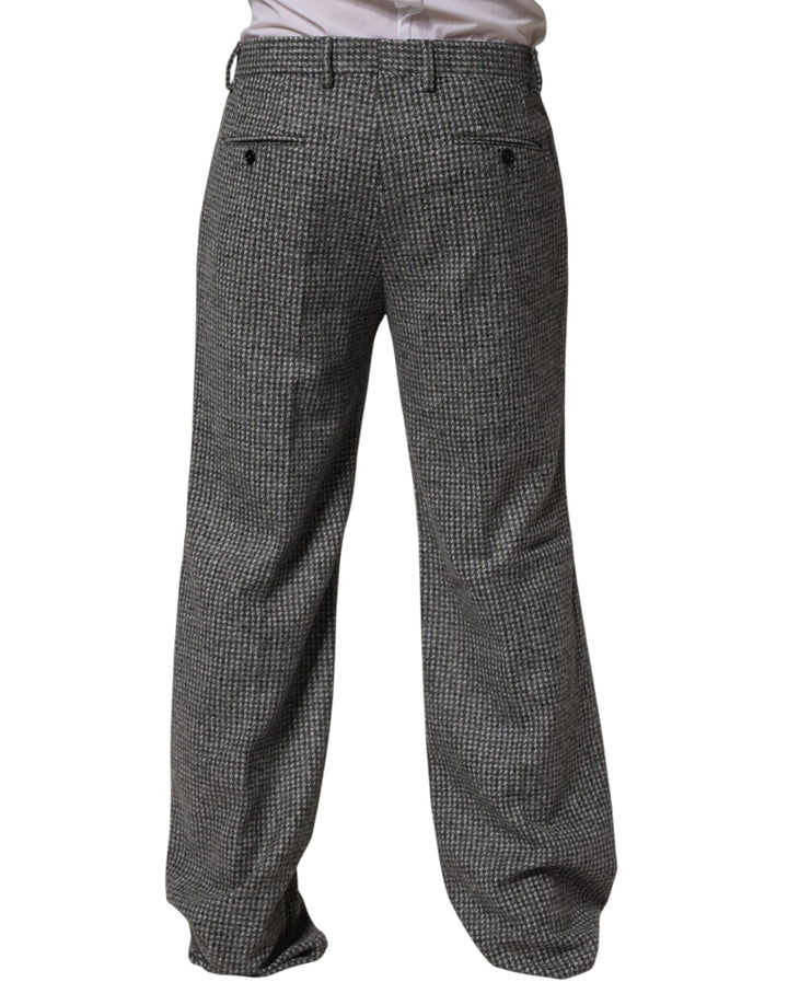 Dolce &amp; Gabbana Gray Houndstooth Straight Dress Trouser Pants