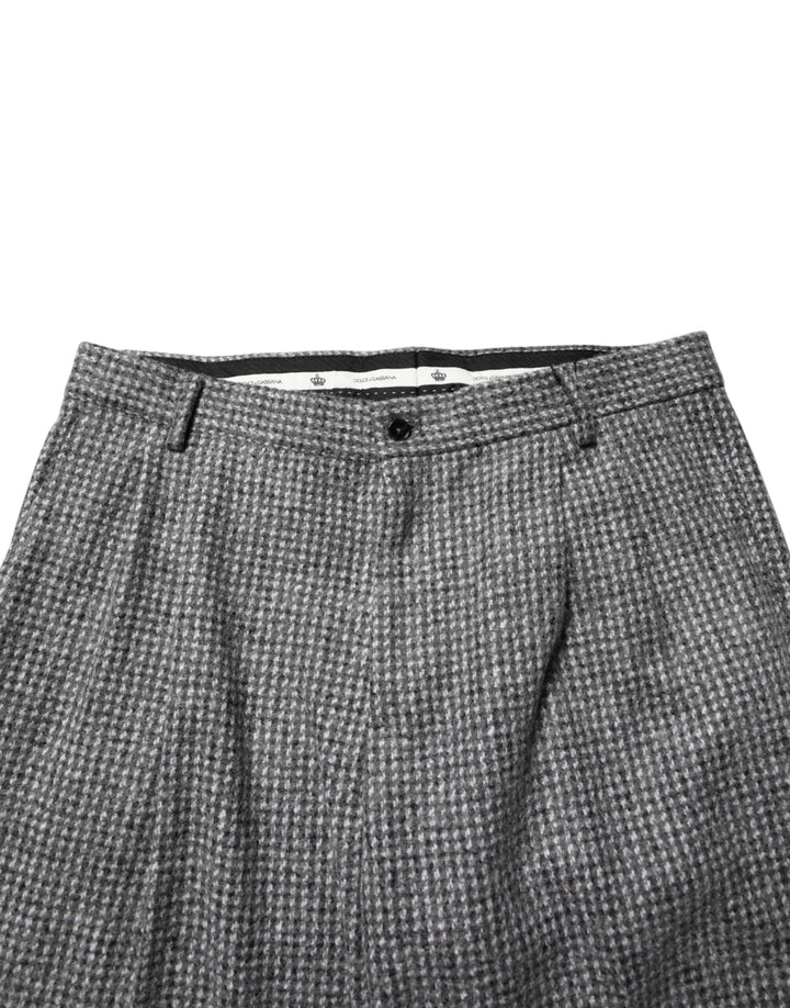 Dolce &amp; Gabbana Gray Houndstooth Straight Dress Trouser Pants