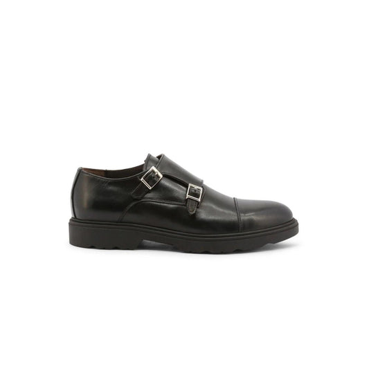 Duca di Morrone Black Leather Slip-On Loafers