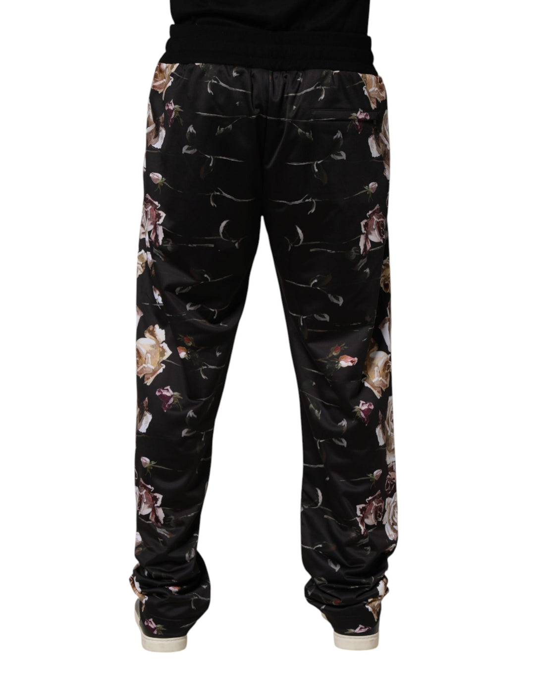 Dolce &amp; Gabbana Black Floral Straight-Leg Chino Trouser Pants