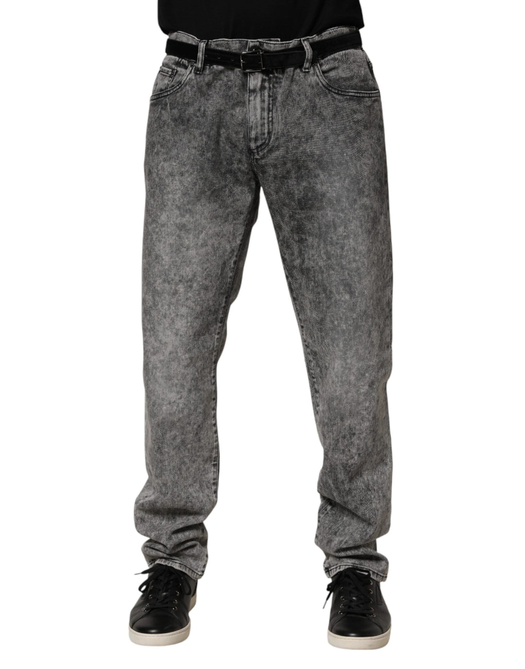 Dolce &amp; Gabbana Gray Cotton Straight Leg Denim Trouser Jeans