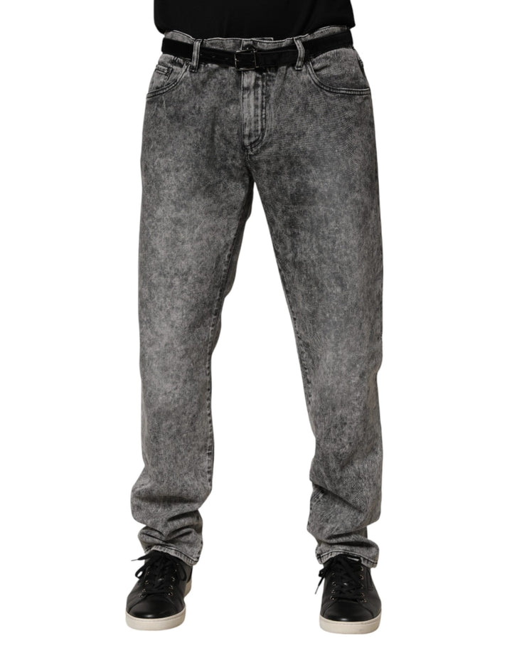 Dolce &amp; Gabbana Gray Cotton Straight Leg Denim Trouser Jeans