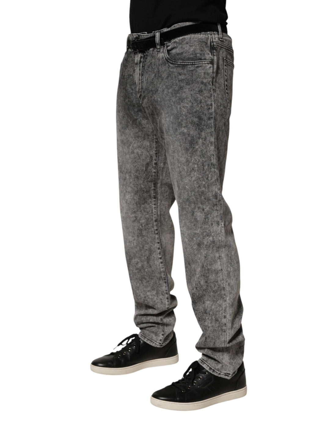 Dolce &amp; Gabbana Gray Cotton Straight Leg Denim Trouser Jeans