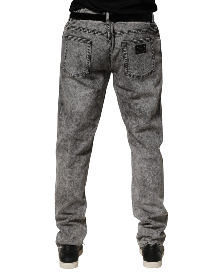 Dolce &amp; Gabbana Gray Cotton Straight Leg Denim Trouser Jeans