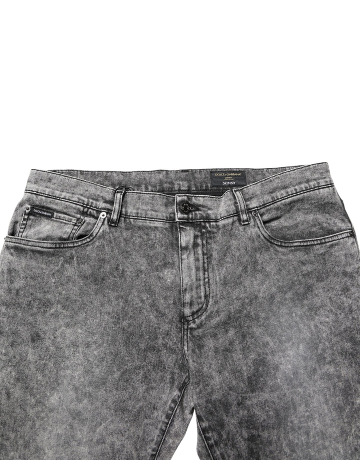 Dolce &amp; Gabbana Gray Cotton Straight Leg Denim Trouser Jeans