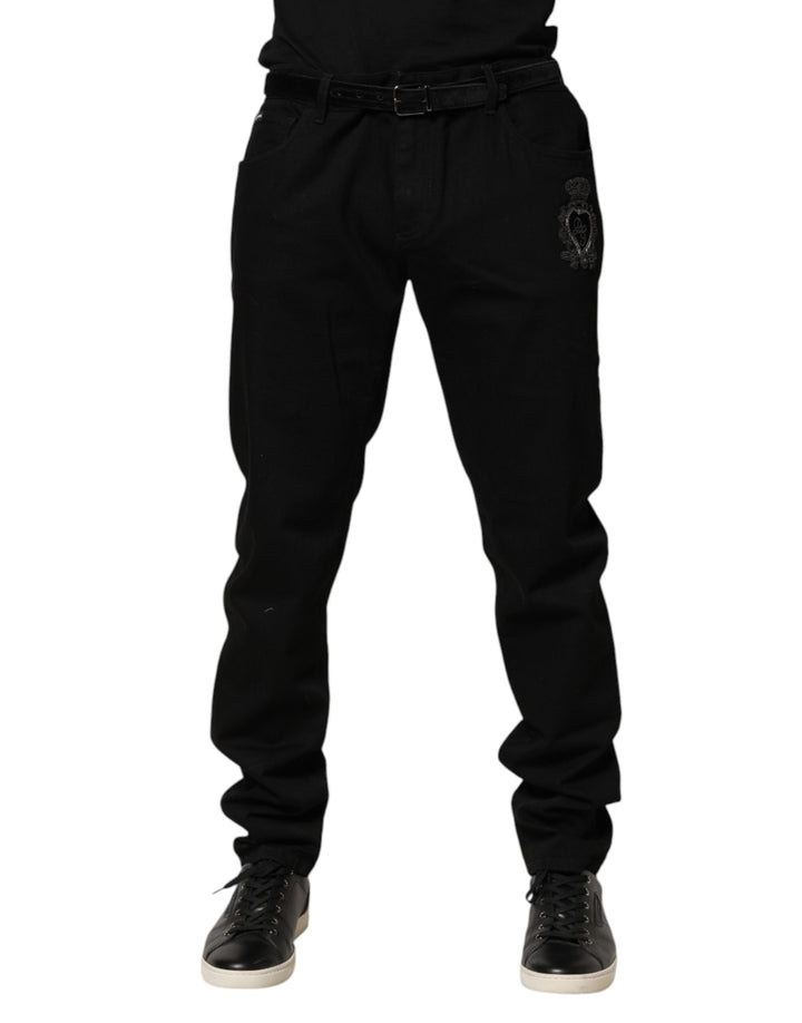 Dolce &amp; Gabbana Black Sacred Heart Skinny Men Denim Jeans