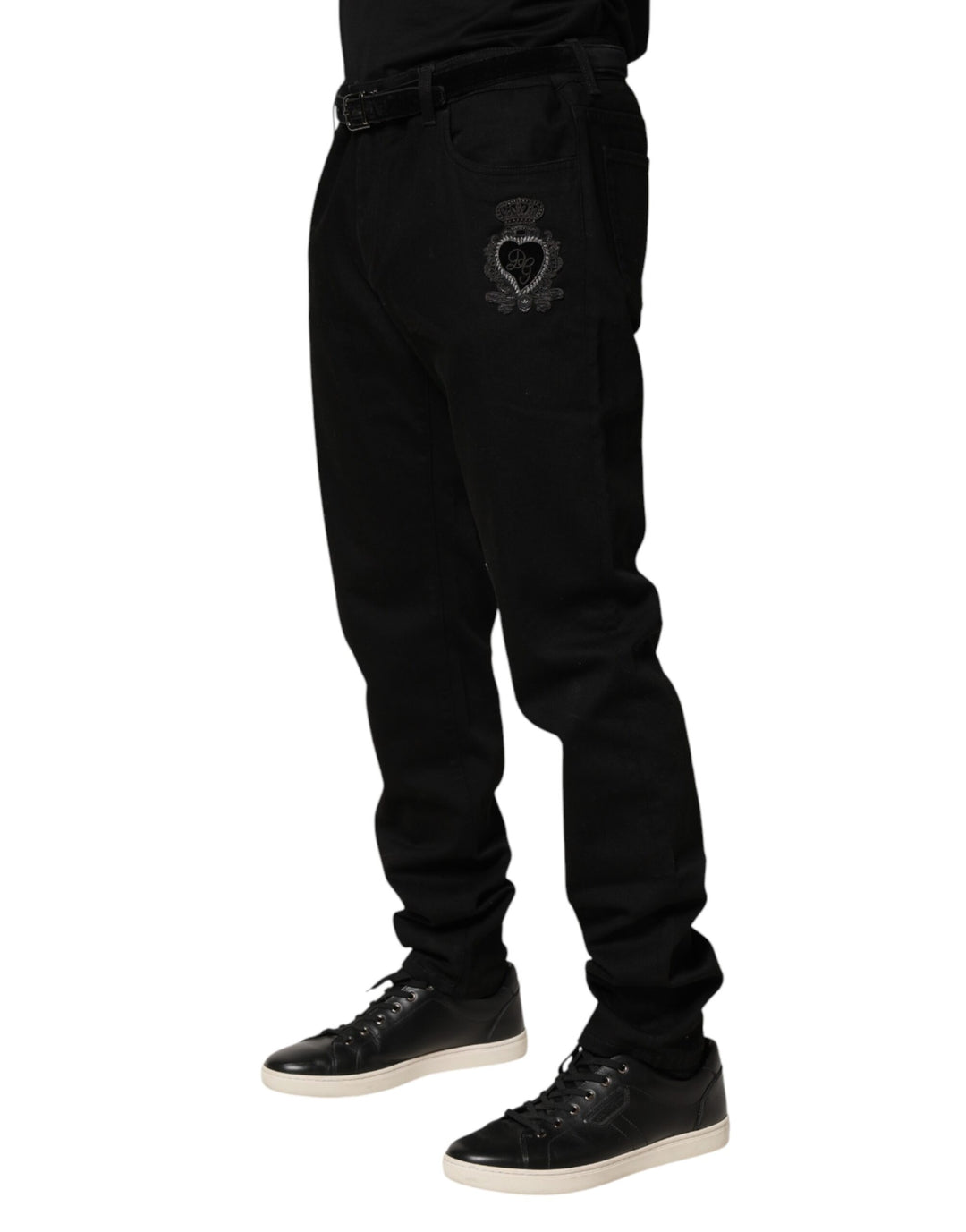 Dolce &amp; Gabbana Black Sacred Heart Skinny Men Denim Jeans