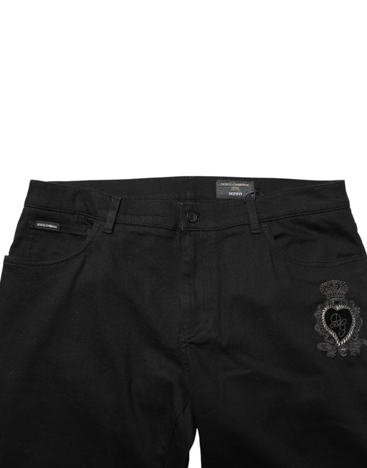 Dolce &amp; Gabbana Black Sacred Heart Skinny Men Denim Jeans
