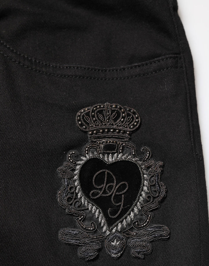 Dolce &amp; Gabbana Black Sacred Heart Skinny Men Denim Jeans
