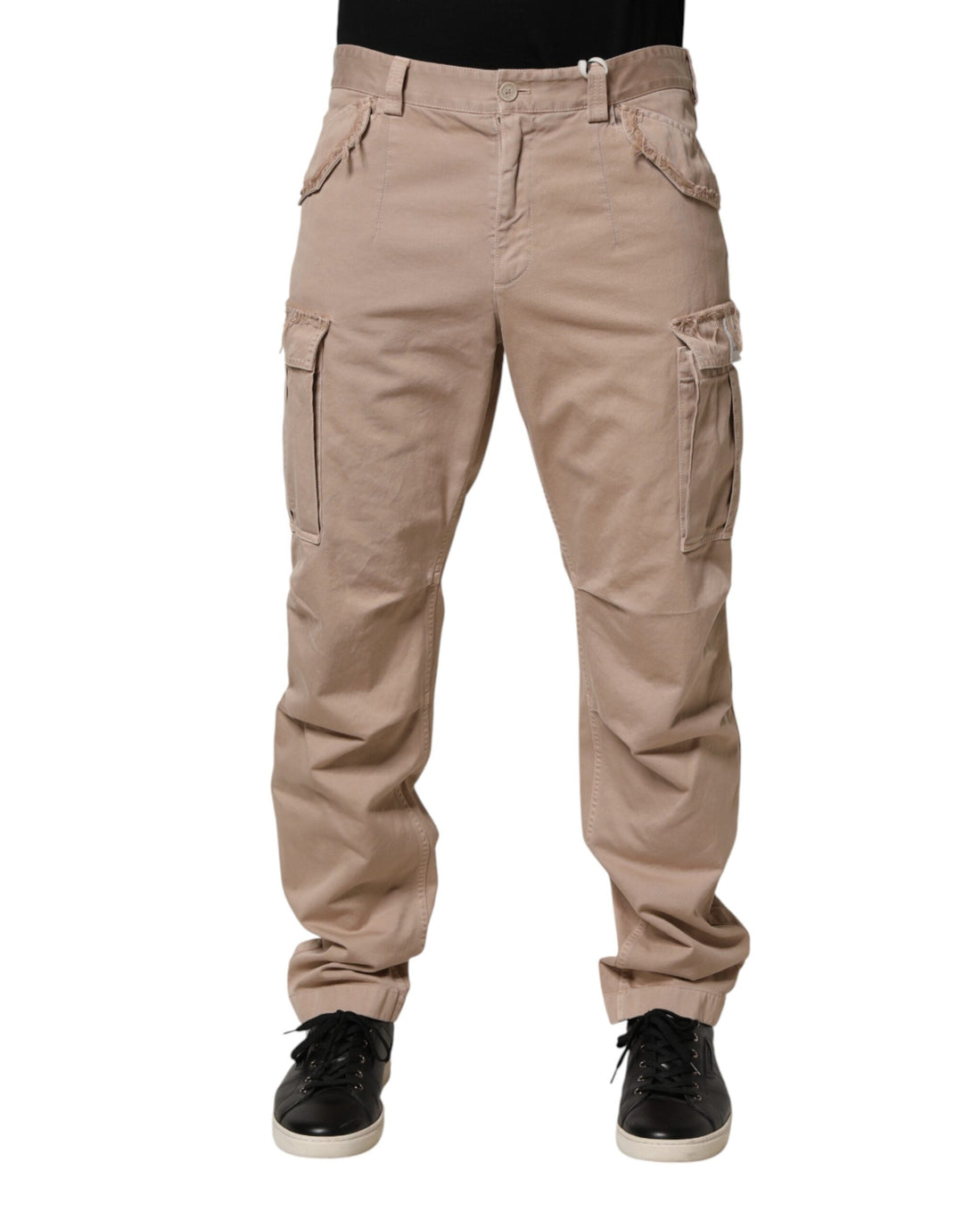 Dolce &amp; Gabbana Beige Straight Cargo Chino Men Trouser Pants