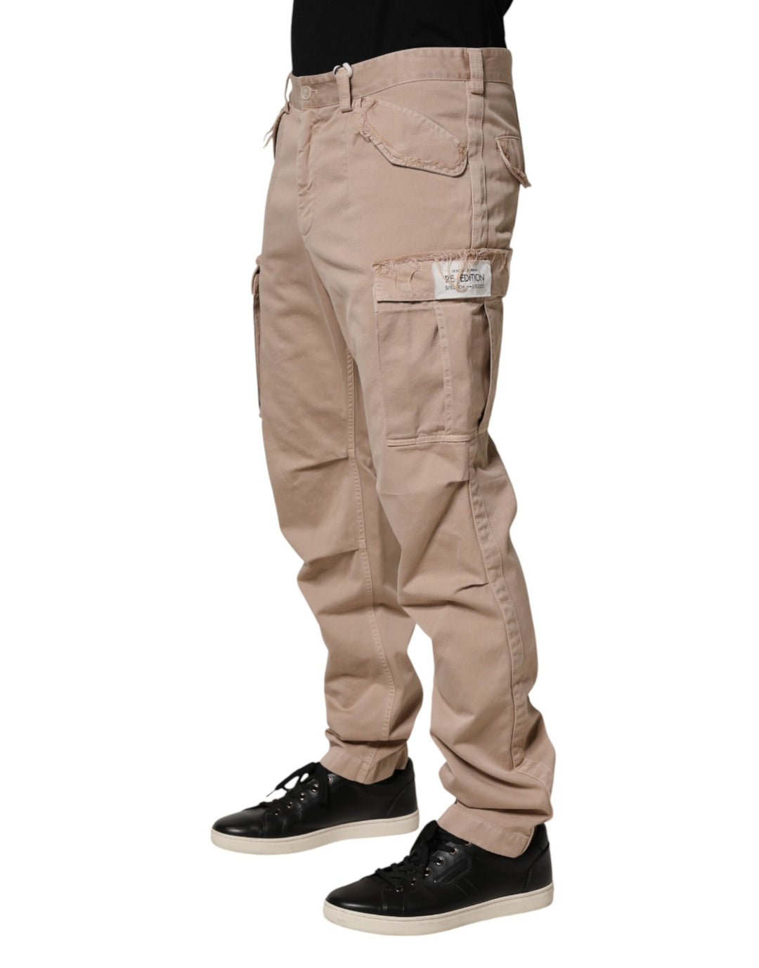 Dolce &amp; Gabbana Beige Straight Cargo Chino Men Trouser Pants