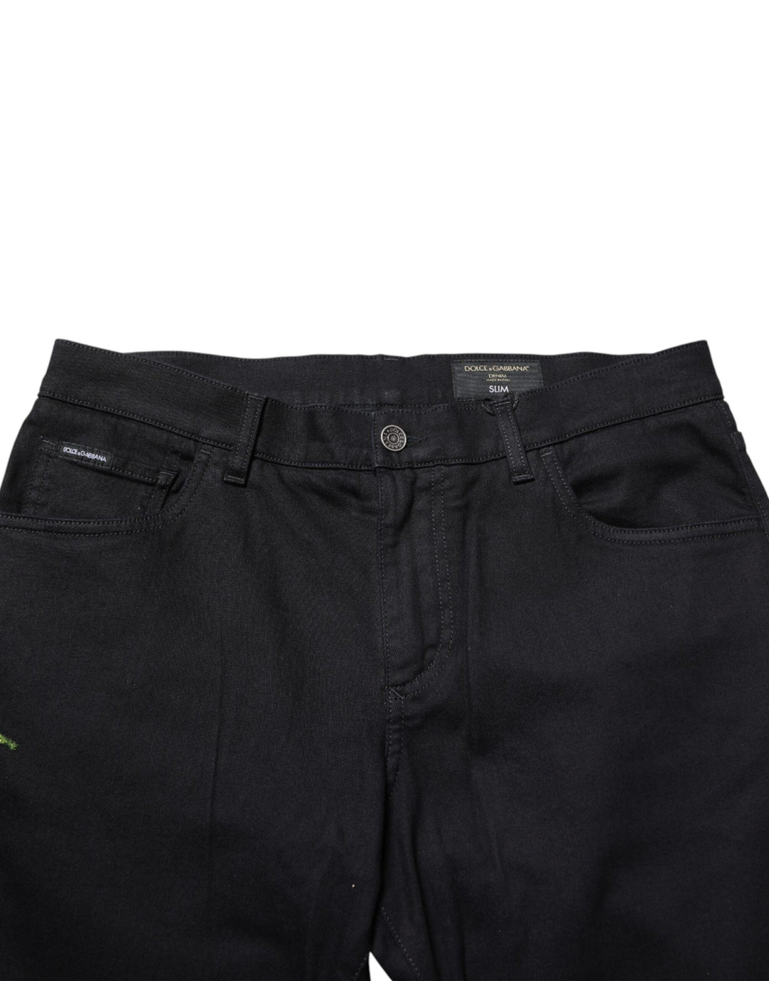 Dolce &amp; Gabbana Black Floral Cotton Skinny Men Denim Jeans