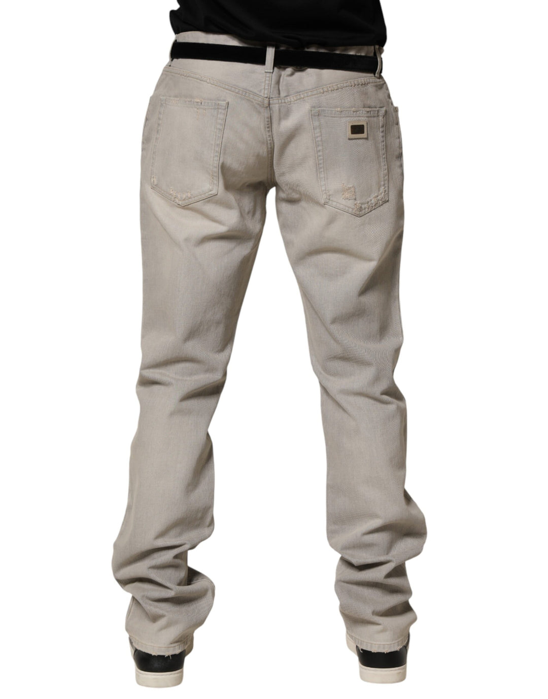 Dolce &amp; Gabbana Light Gray Cotton Straight Denim Trouser Jeans