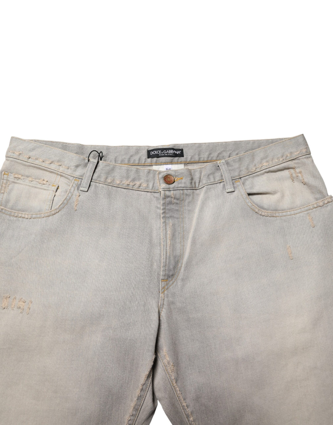 Dolce &amp; Gabbana Light Gray Cotton Straight Denim Trouser Jeans