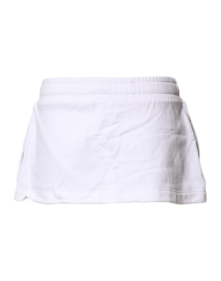 Dolce &amp; Gabbana White Cotton Blend Mid Waist A-line Mini Skirt