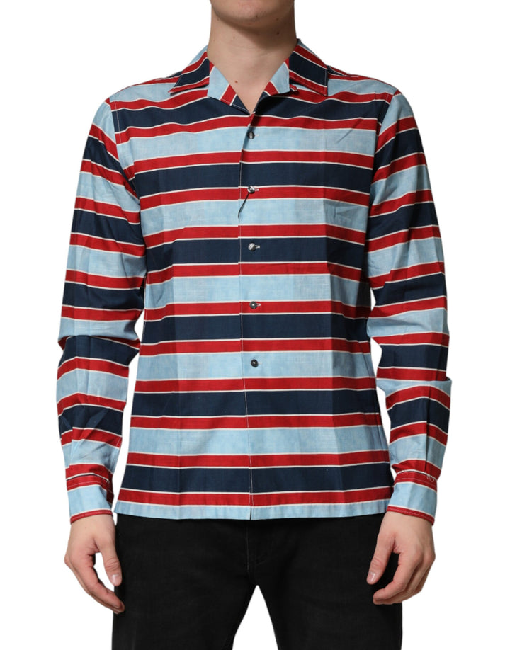 Dolce &amp; Gabbana Multicolor Stripes Cotton Men Button Down Shirt