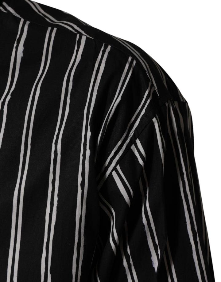 Dolce &amp; Gabbana Black Stripes Cotton Men Formal Dress Shirt