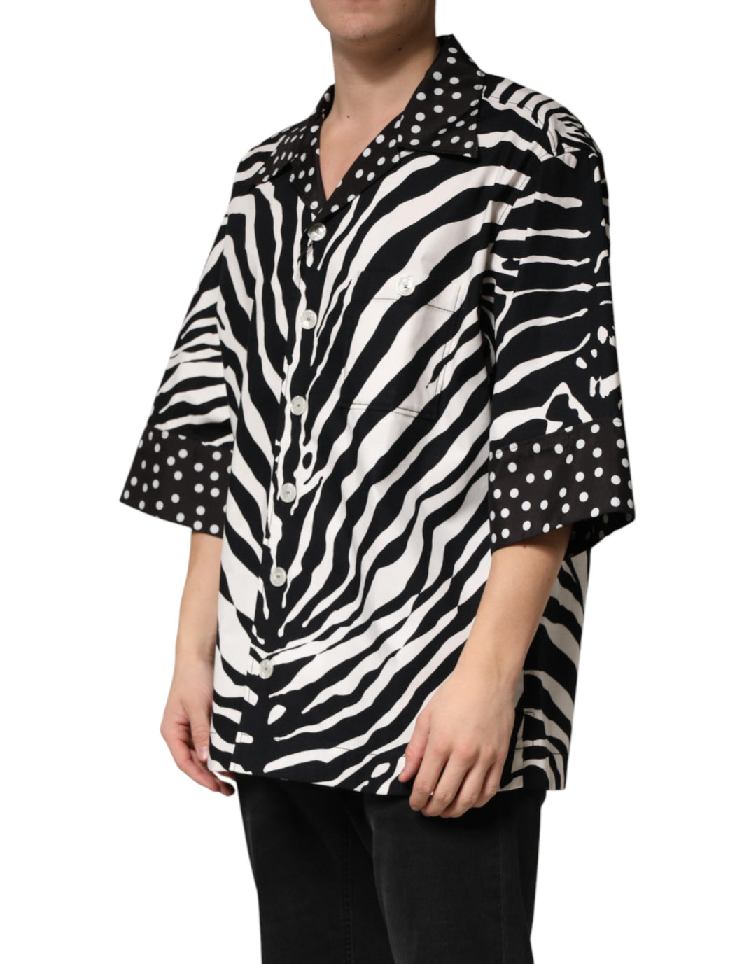 Dolce &amp; Gabbana Black White Zebra ButtonDown Oversize Shirt
