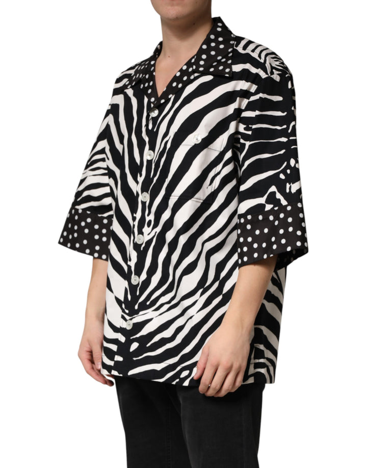 Dolce &amp; Gabbana Black White Zebra ButtonDown Oversize Shirt