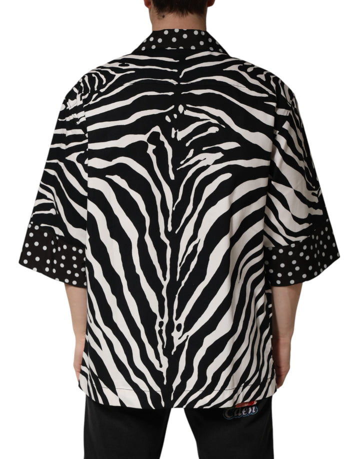 Dolce &amp; Gabbana Black White Zebra ButtonDown Oversize Shirt