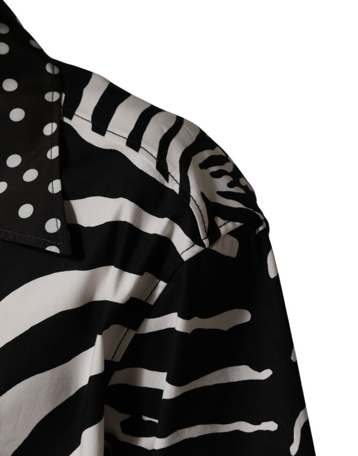 Dolce &amp; Gabbana Black White Zebra ButtonDown Oversize Shirt