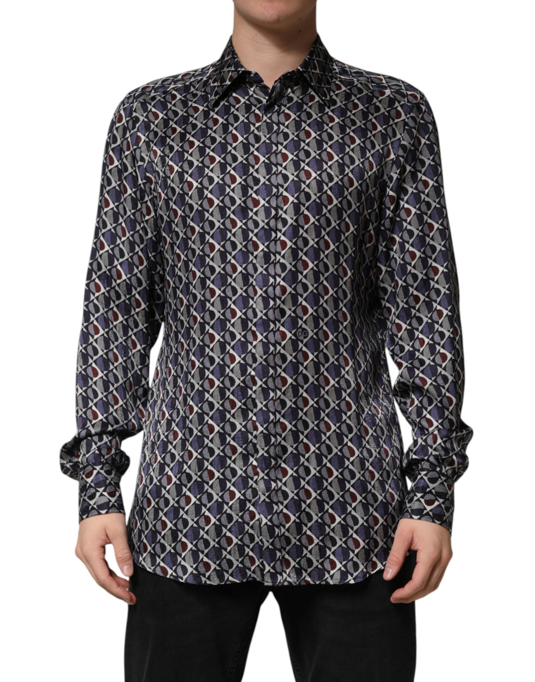 Dolce &amp; Gabbana Multicolor Patterned Collared GOLD Men Dress Shirt