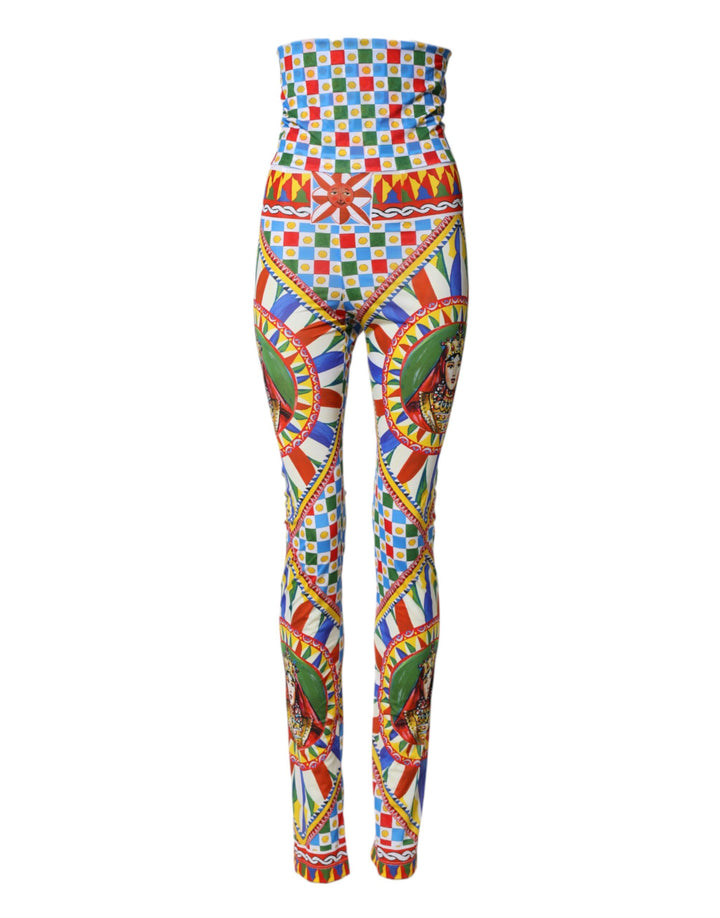 Dolce &amp; Gabbana Multicolor Carretto Leggings High Waist Pants