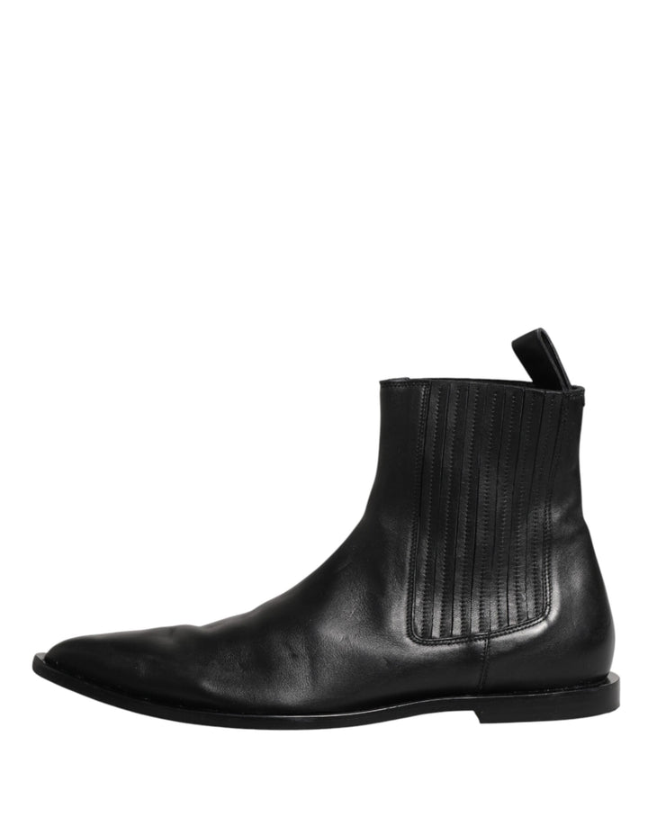 Dolce &amp; Gabbana Black Chelsea Men Short Ankle Boots Shoes