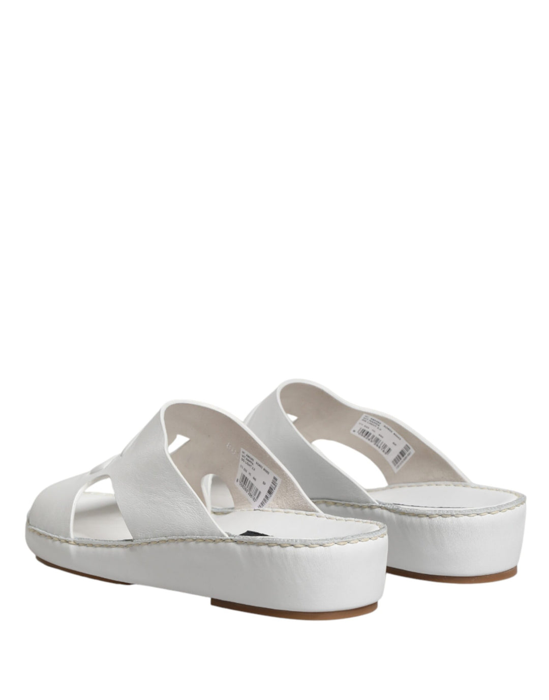 Dolce &amp; Gabbana White DG Cutout Slides Slippers Flats Shoes