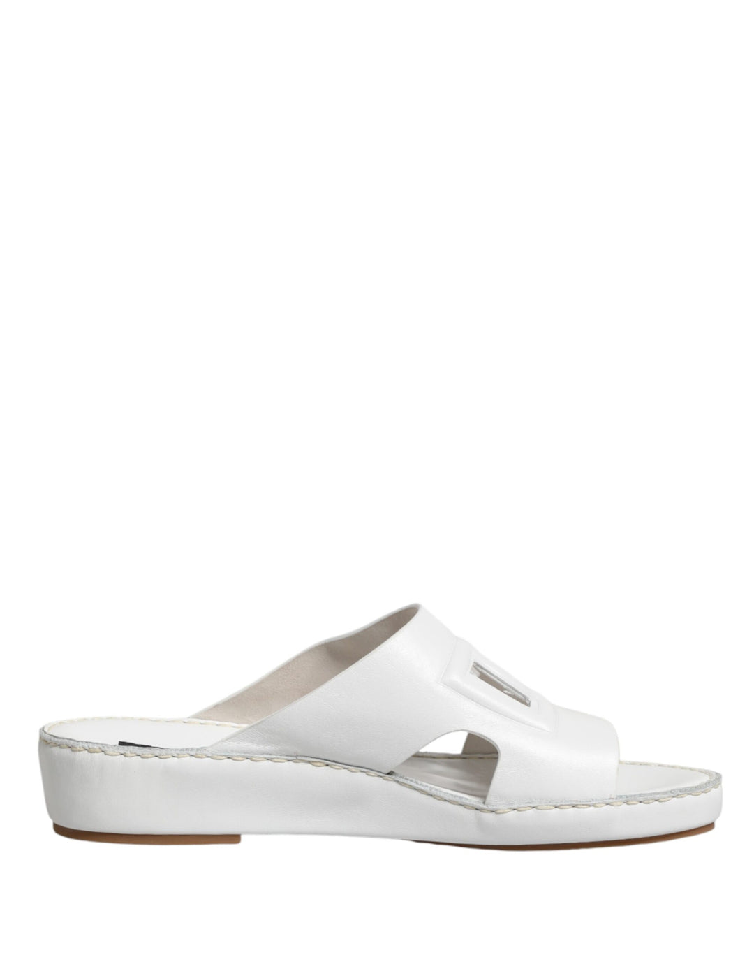 Dolce &amp; Gabbana White DG Cutout Slides Slippers Flats Shoes