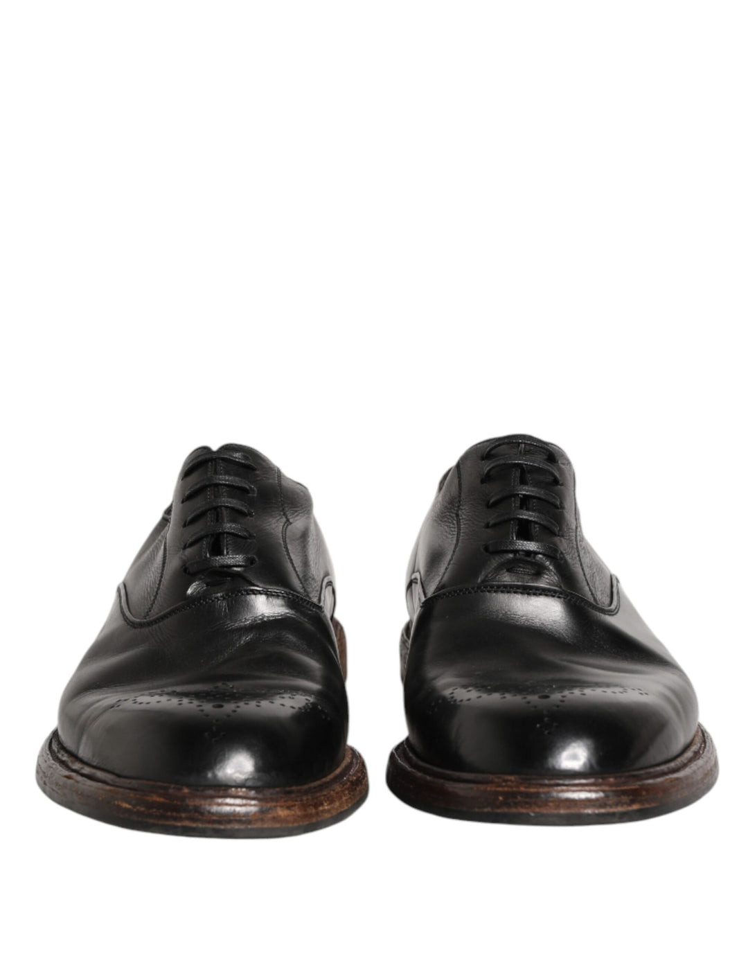 Dolce &amp; Gabbana Black Calfskin Leather Oxford Dress Shoes