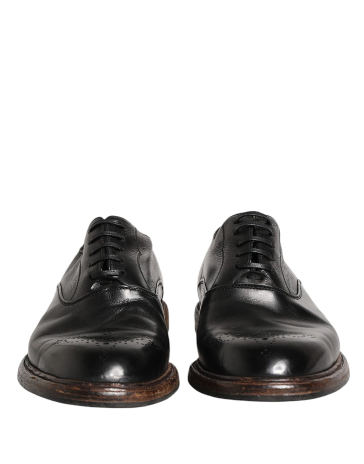 Dolce &amp; Gabbana Black Calfskin Leather Oxford Dress Shoes