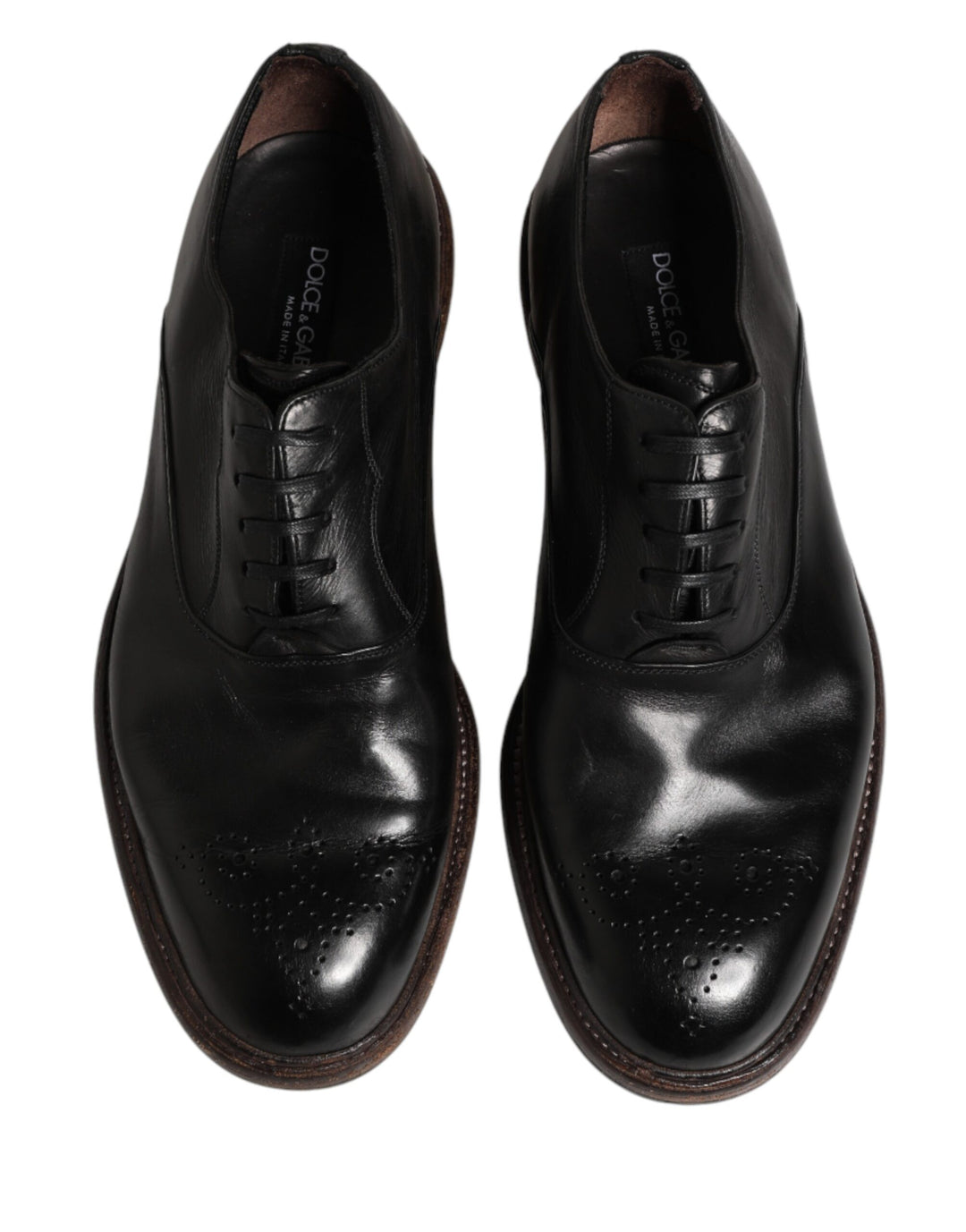 Dolce &amp; Gabbana Black Calfskin Leather Oxford Dress Shoes