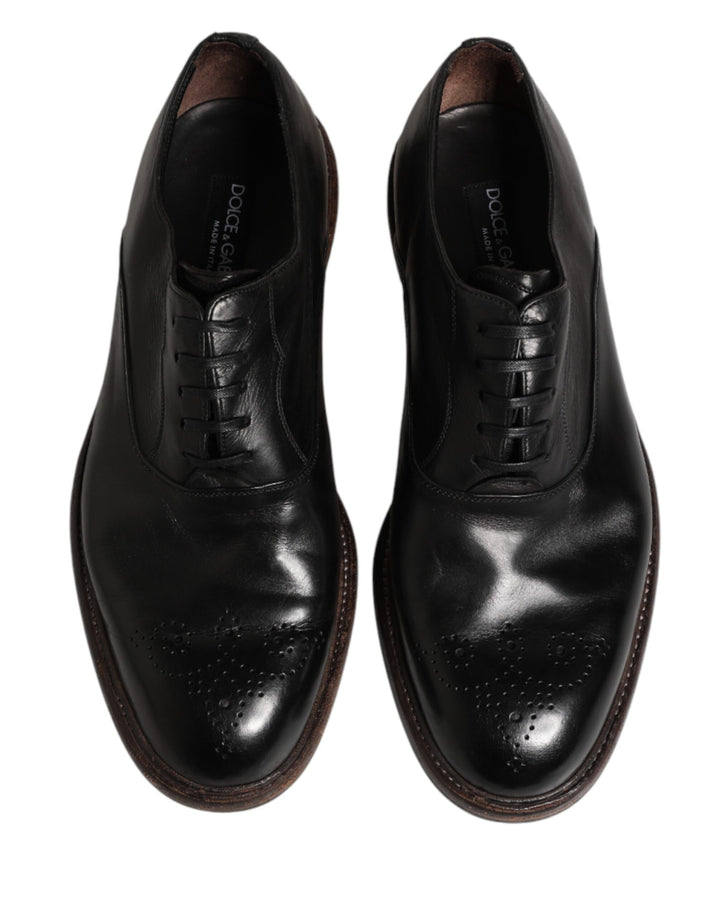 Dolce &amp; Gabbana Black Calfskin Leather Oxford Dress Shoes