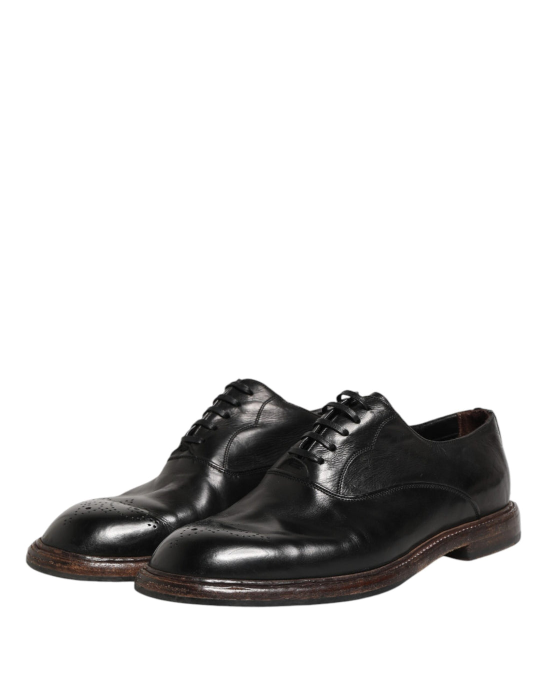 Dolce &amp; Gabbana Black Calfskin Leather Oxford Dress Shoes