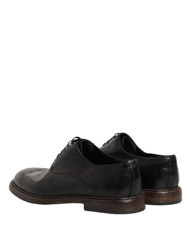 Dolce &amp; Gabbana Black Calfskin Leather Oxford Dress Shoes