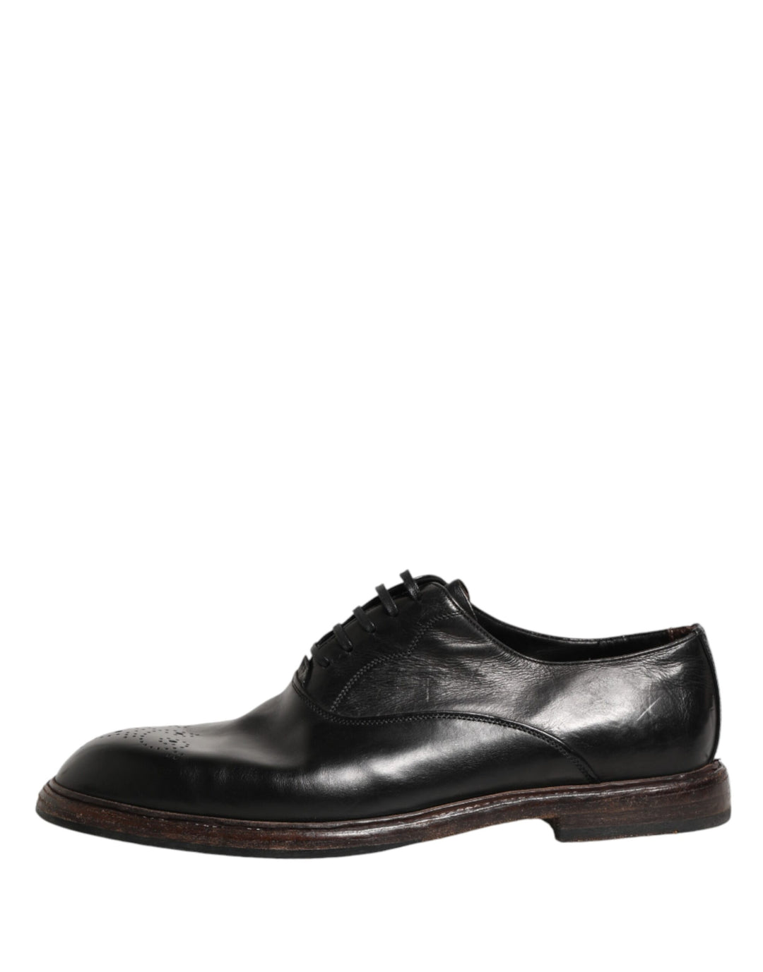 Dolce &amp; Gabbana Black Calfskin Leather Oxford Dress Shoes
