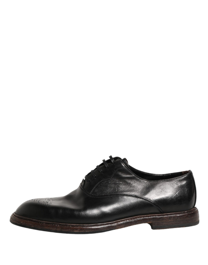 Dolce &amp; Gabbana Black Calfskin Leather Oxford Dress Shoes