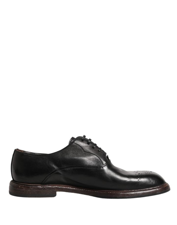 Dolce &amp; Gabbana Black Calfskin Leather Oxford Dress Shoes