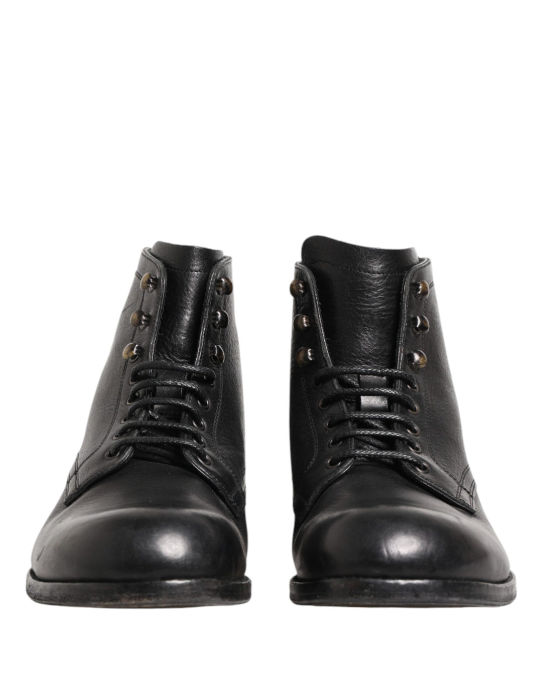 Dolce &amp; Gabbana Black Lace Up Short Ankle Boots Men Shoes