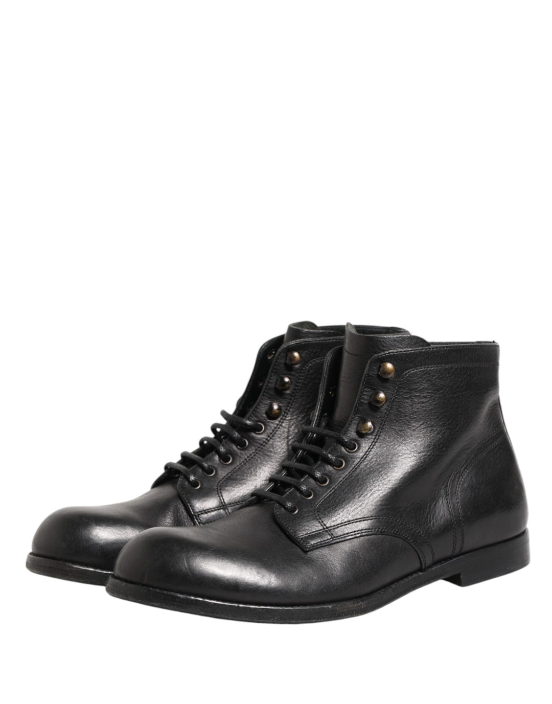 Dolce &amp; Gabbana Black Lace Up Short Ankle Boots Men Shoes
