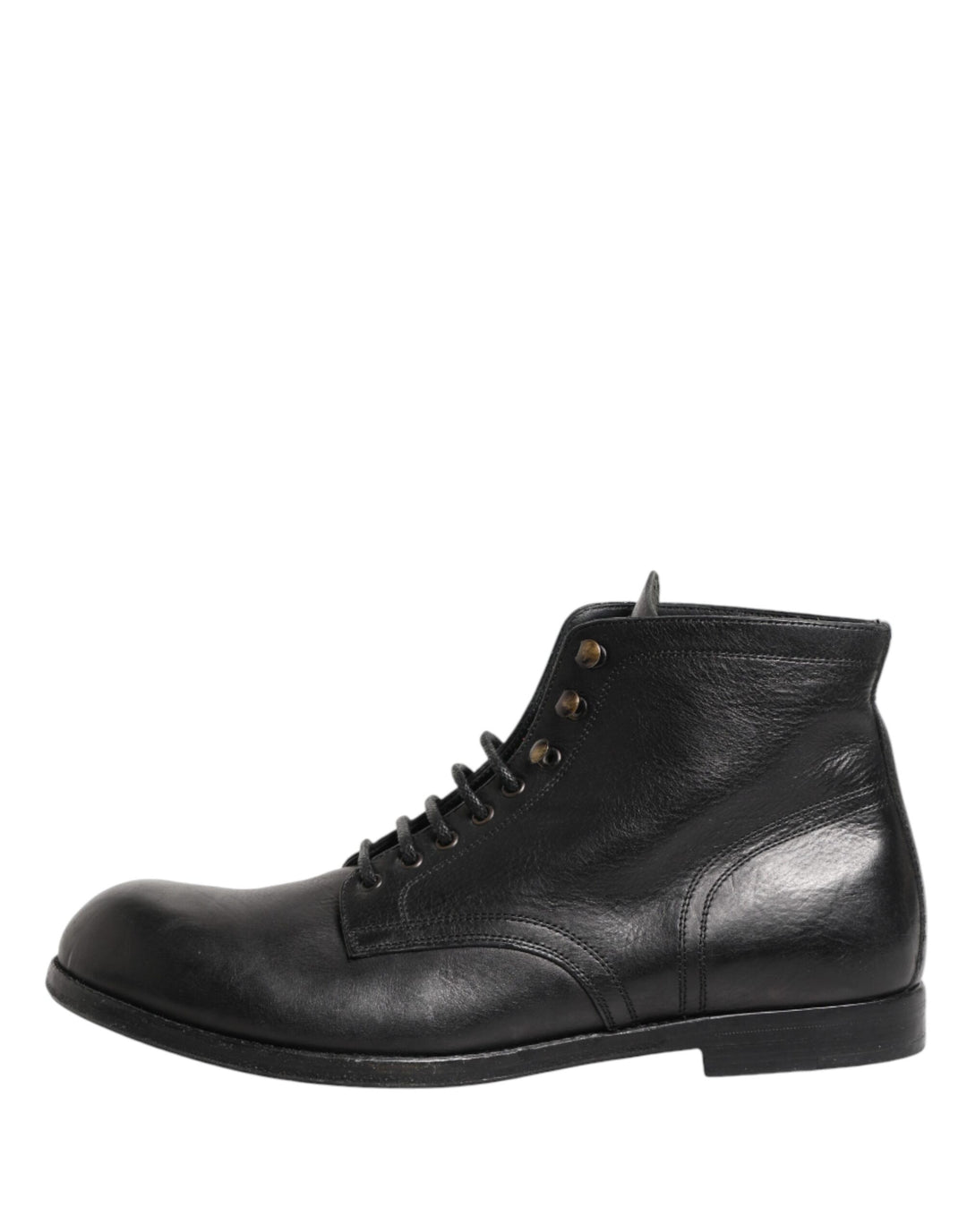Dolce &amp; Gabbana Black Lace Up Short Ankle Boots Men Shoes