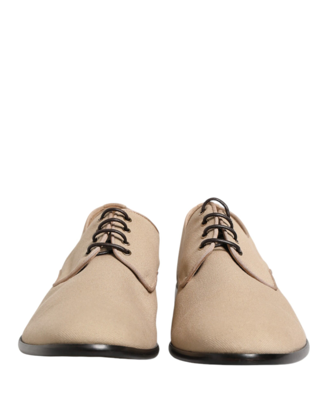 Dolce &amp; Gabbana Beige Canvas Derby Lace Up Dress Men Shoes