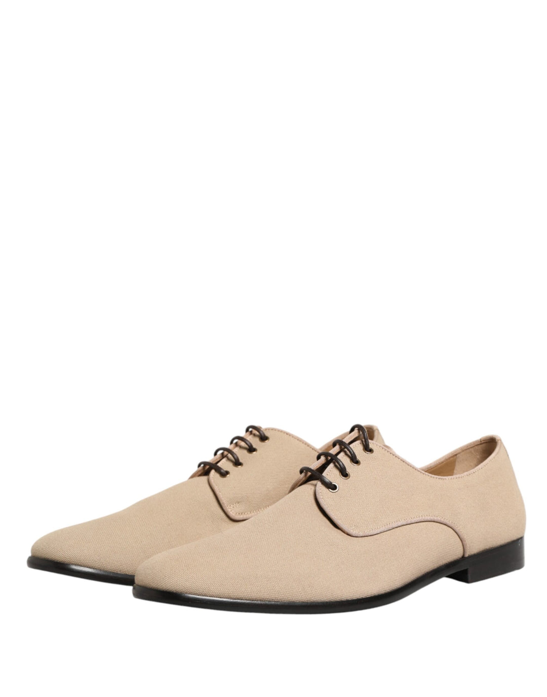 Dolce &amp; Gabbana Beige Canvas Derby Lace Up Dress Men Shoes