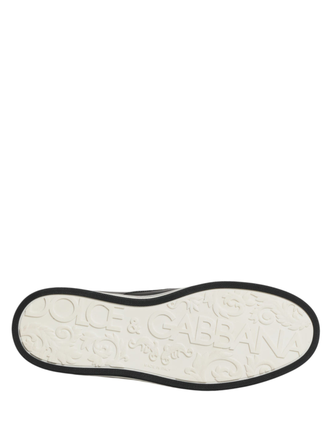 Dolce &amp; Gabbana Black Leather Signature Figures Sneakers Shoes