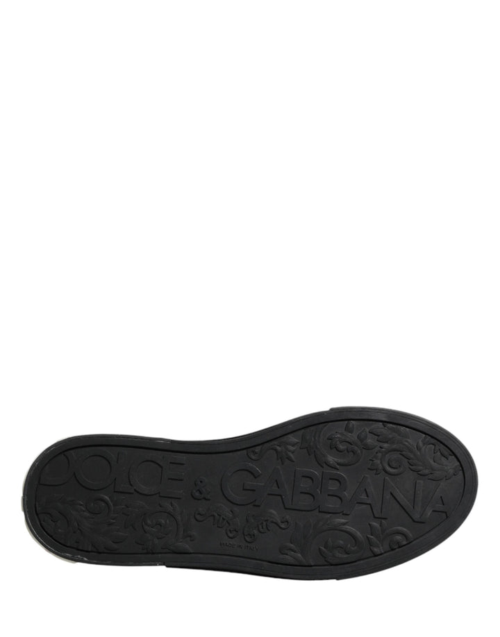 Dolce &amp; Gabbana Blue Canvas Embellished Slip On Men Sneakers Shoes