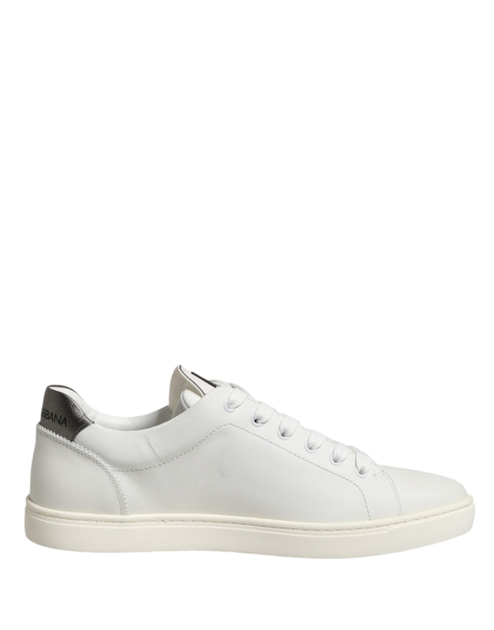 Dolce &amp; Gabbana White Leather Sacred Heart Patch Sneakers Shoes