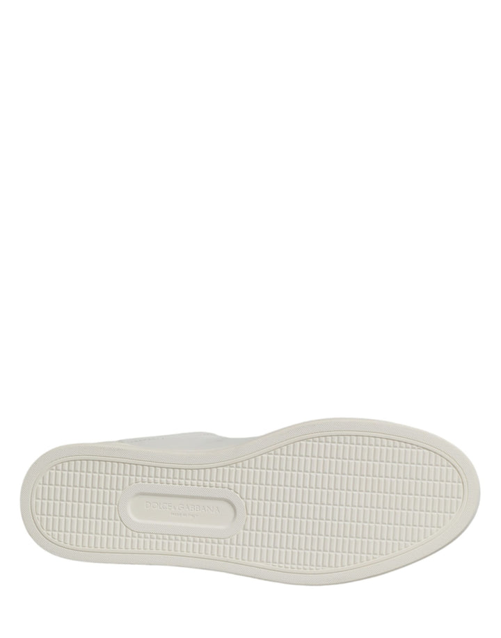 Dolce &amp; Gabbana White Leather Sacred Heart Patch Sneakers Shoes