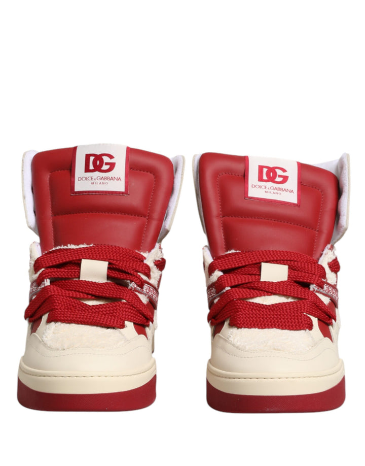 Dolce &amp; Gabbana White Red Custom 2.Zero High Top Men Sneakers Shoes